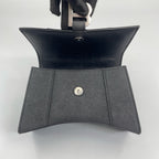 Balenciaga Hourglass XS Top Handle Bag in Black Suede with Silver Hardware