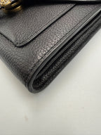 Coach Tabby Chain Clutch / Wallet on Chain with Crystal 'C' in Black Polished Pebble Leather
