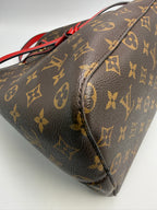 Louis Vuitton NéoNoé MM Monogram Canvas with Coquelicot Red Trim