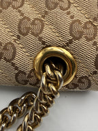 Gucci GG Marmont Small Shoulder Bag in Original GG Canvas with Red Leather Trim