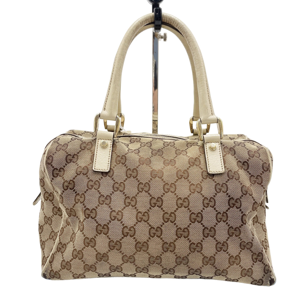 Gucci GG Canvas Abbey Pocket Boston Bag Beige