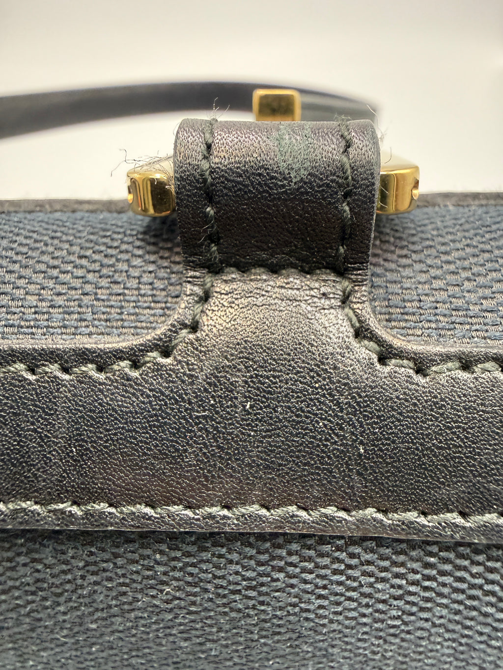 Gucci Vintage Square G Flap Shoulder Bag in Black Canvas and Leather
