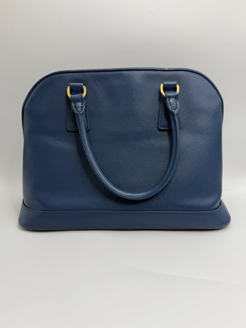 Prada Saffiano Lux Medium Promenade Dome Satchel (Baltico / Dark Navy)