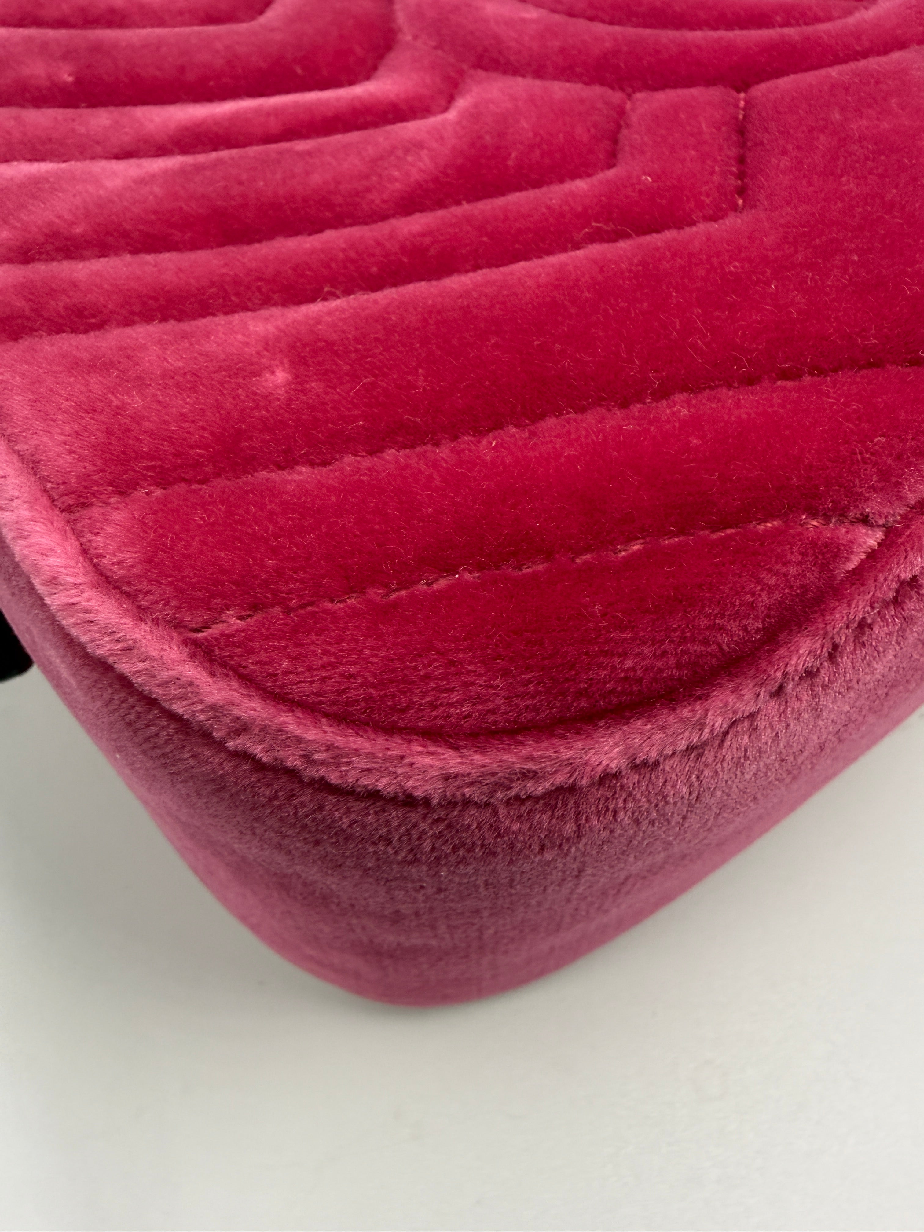 Gucci Velvet Matelass Small GG Marmont Camera Bag