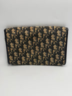 Vintage Christian Dior Trotter Oblique Canvas Clutch Bag in Navy & Beige