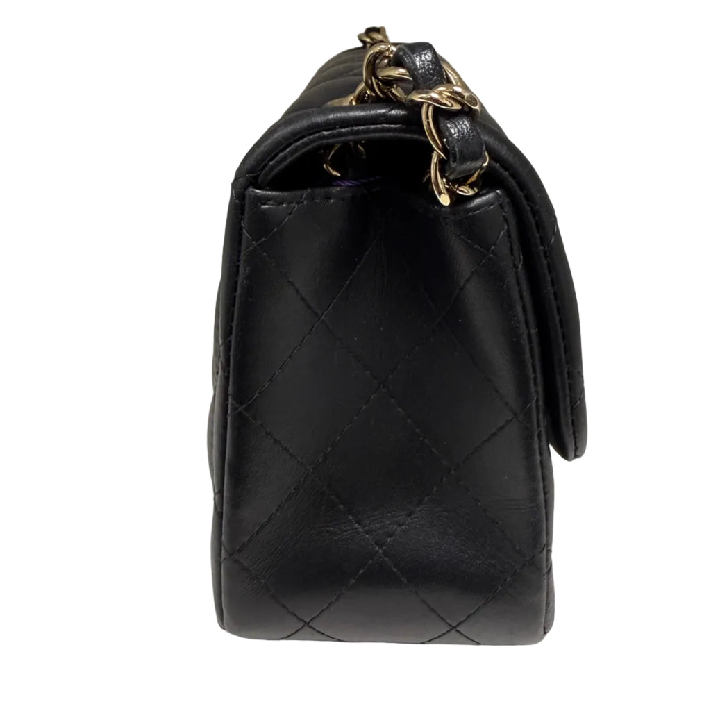 Chanel Classic Square Mini Flap Bag in Black Lambskin with Gold Hardware