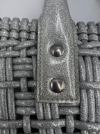 Balenciaga Silver Woven Glitter Basket Bag