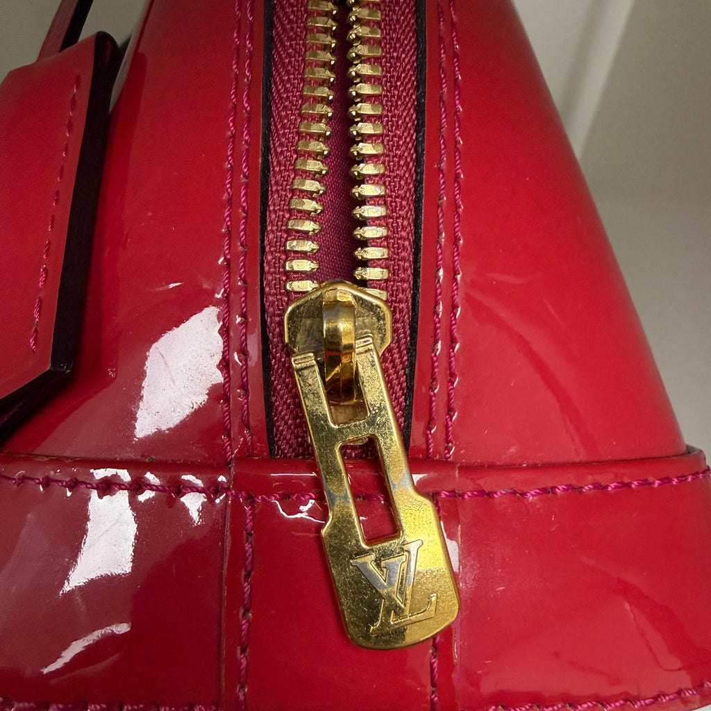 Louis Vuitton Alma BB Red Monogram (2013) Vernis Patent Leather Handbag