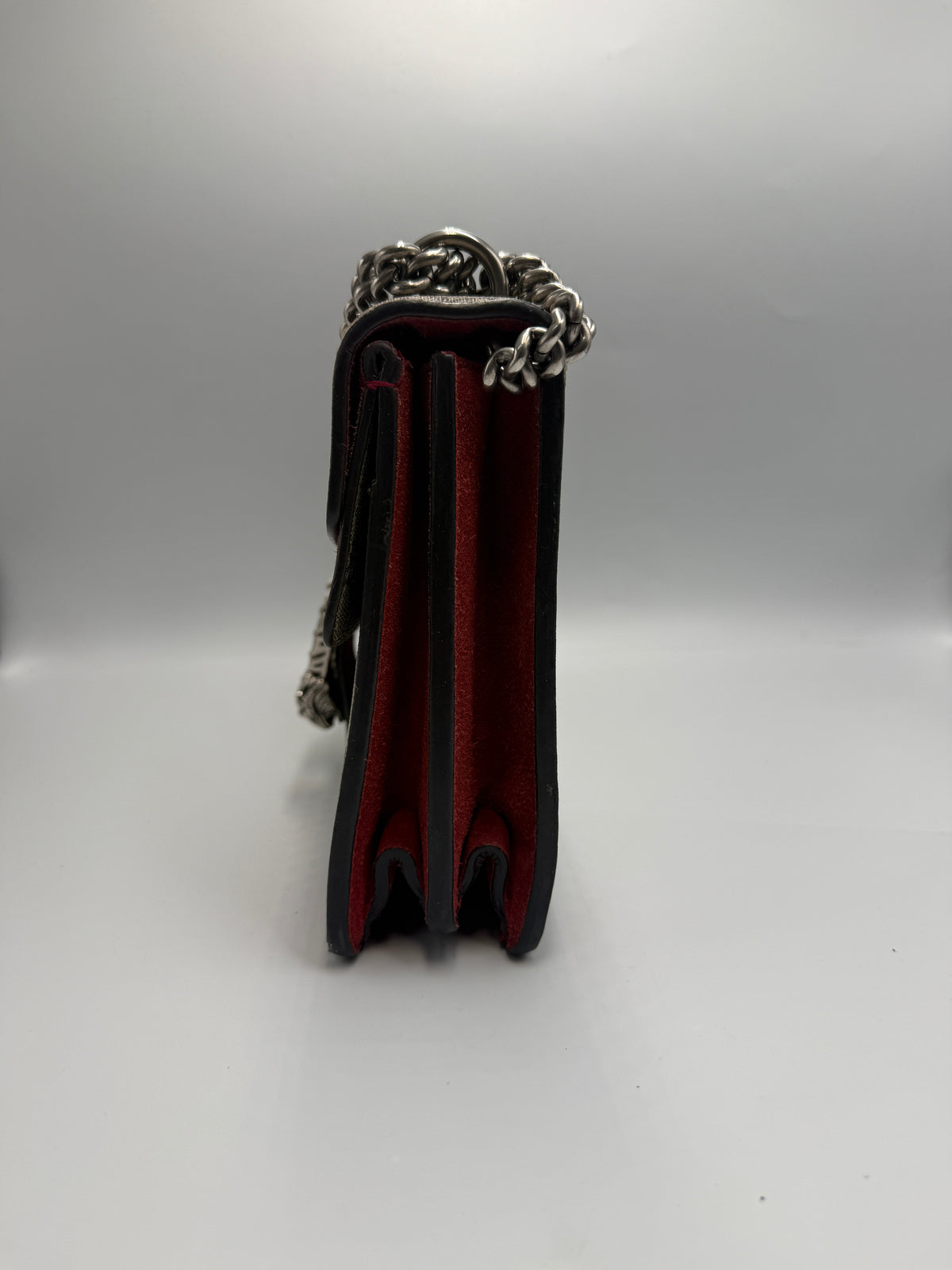 Gucci Dionysus GG Supreme Small Shoulder Bag with Red Suede Trim