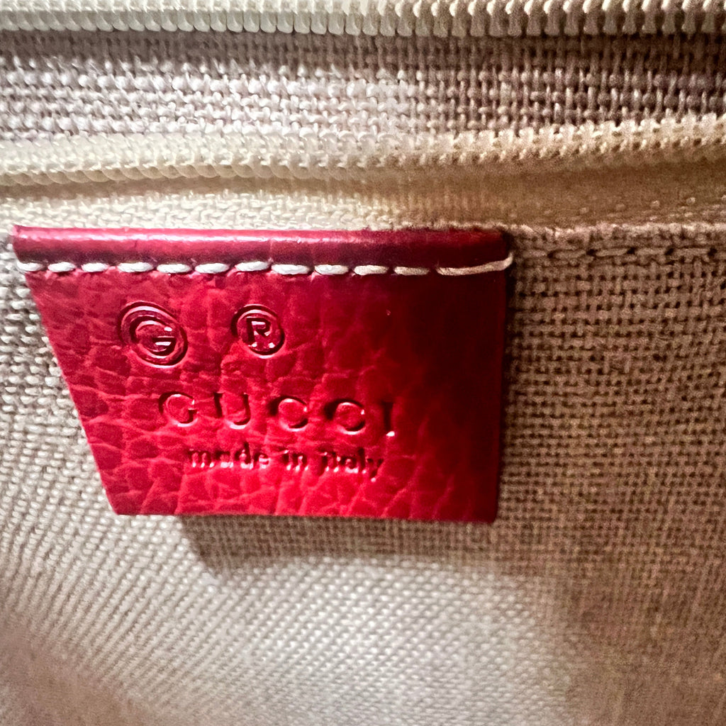 Gucci Interlocking G Medium Top Handle Shoulder Bag in Red Dollar Calfskin