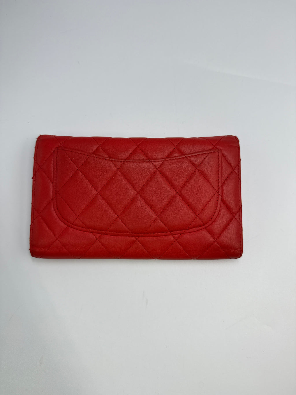 Chanel Classic Flap Continental Long Wallet in Red Quilted Lambskin Leather