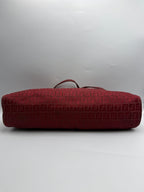 Fendi Vintage Zucca Jacquard Canvas Cylindrical Shoulder Bag in Burgundy Red