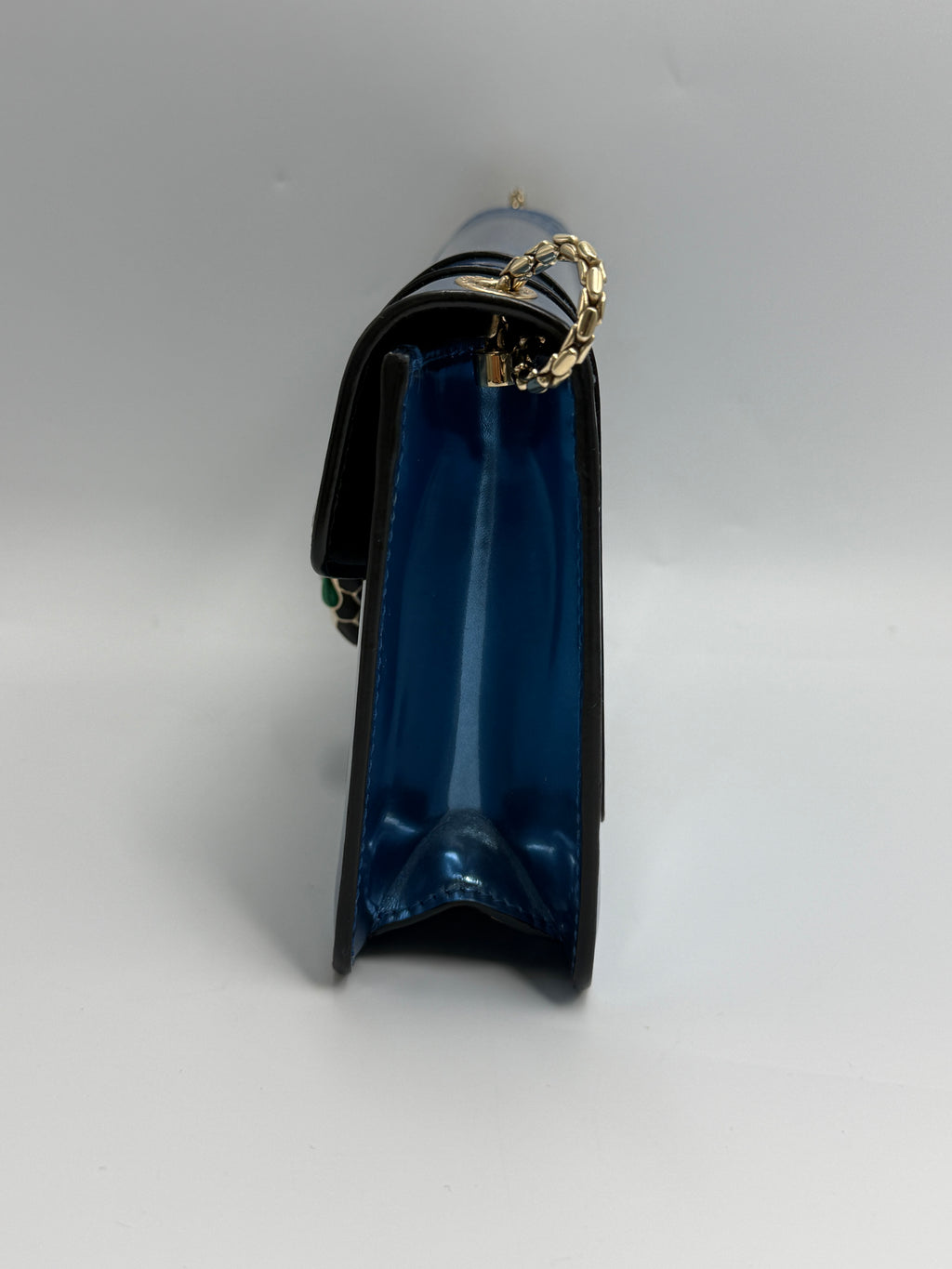 Bvlgari Serpenti Forever Metallic Calfskin Flap Bag in Electric Blue
