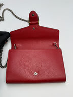 Gucci Dionysus Super Mini Shoulder Bag - Red Textured Leather with Crystal Tiger Head