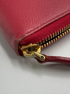 Prada Saffiano Metal Triangle Logo Zip-Around Continental Wallet (Peonia / Magenta)