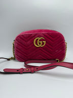 Gucci Velvet Matelass Small GG Marmont Camera Bag