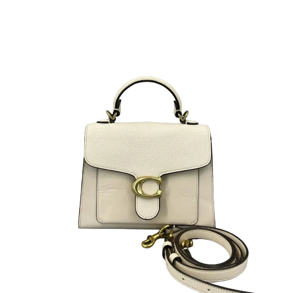 Coach Tabby Top Handle 20 Pebbled Leather Bag – Chalk White