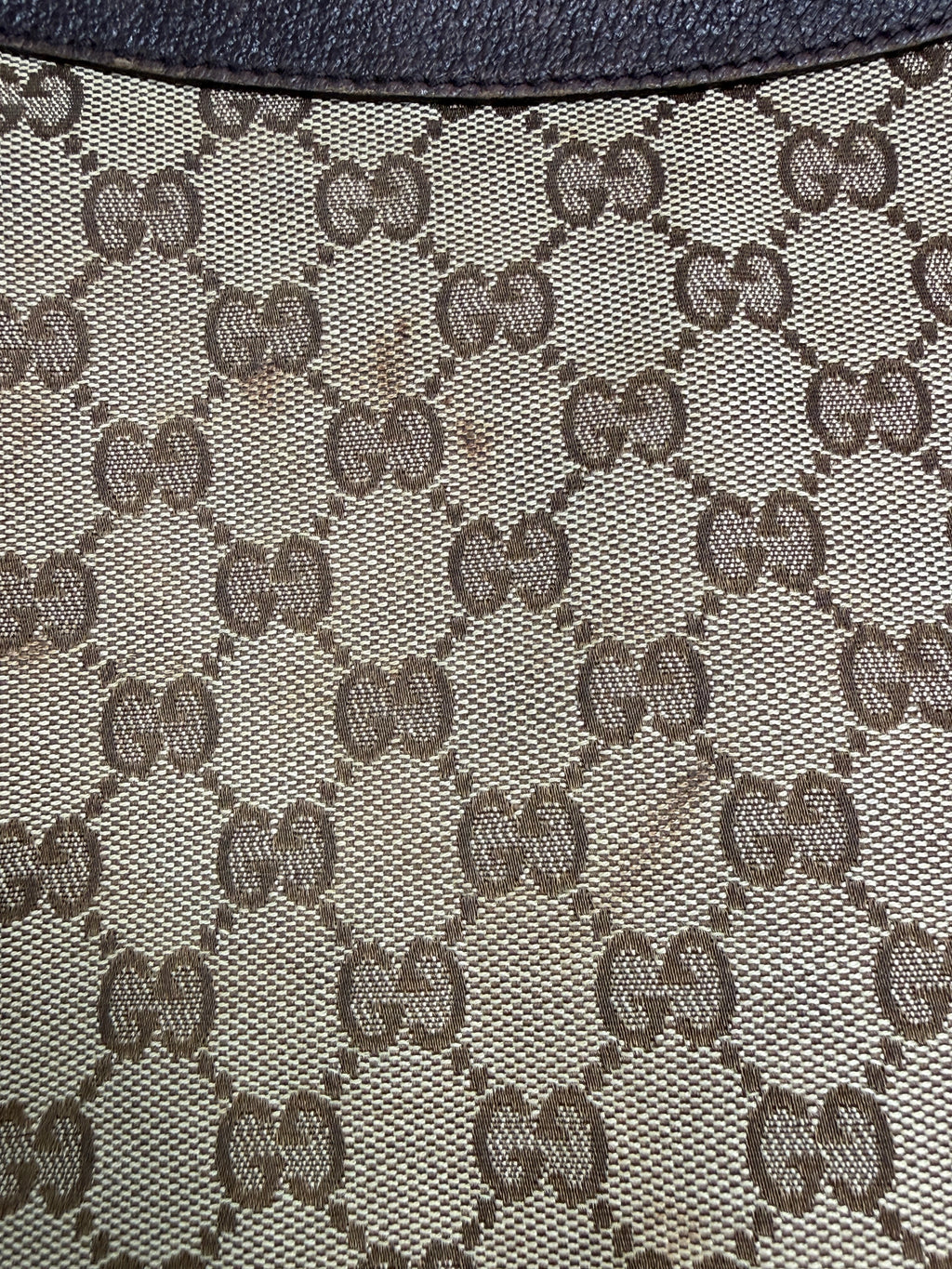 Gucci Vintage Half-Moon Shoulder Bag in GG Canvas with Web Strap