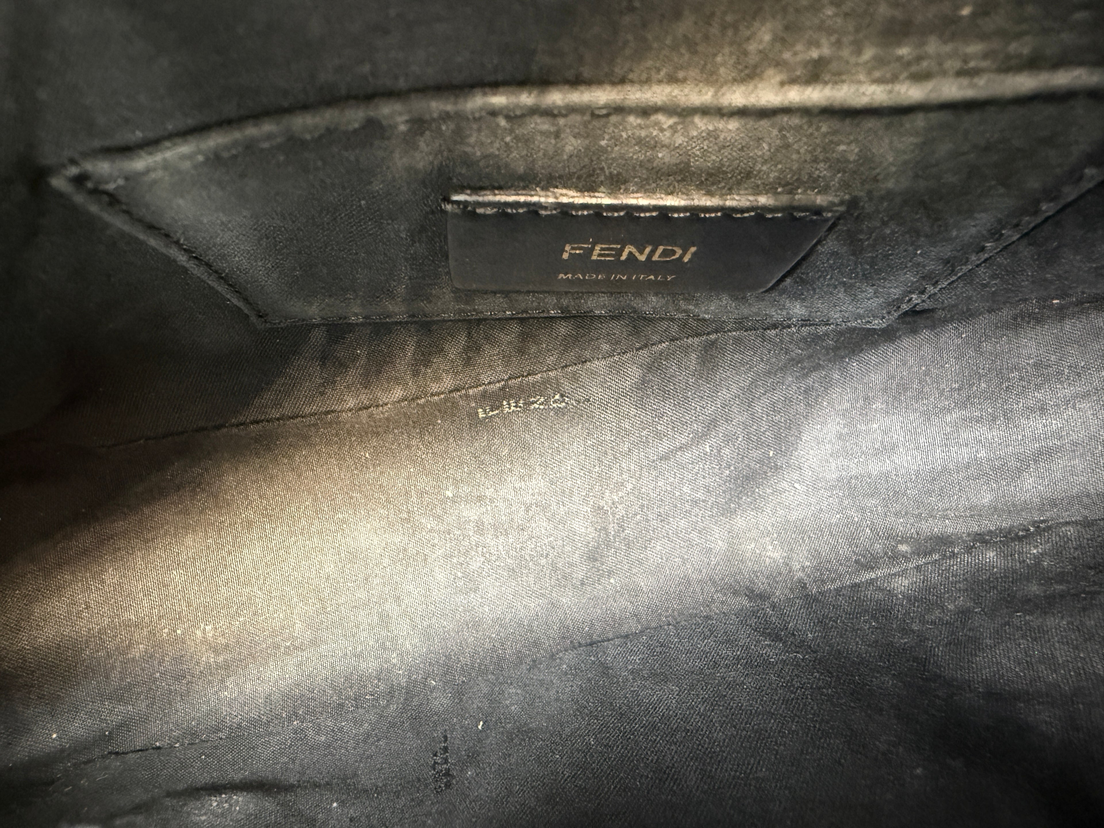Fendi FF Zucca Tapestry Camera Case Bag in Brown Canvas and Black Leather