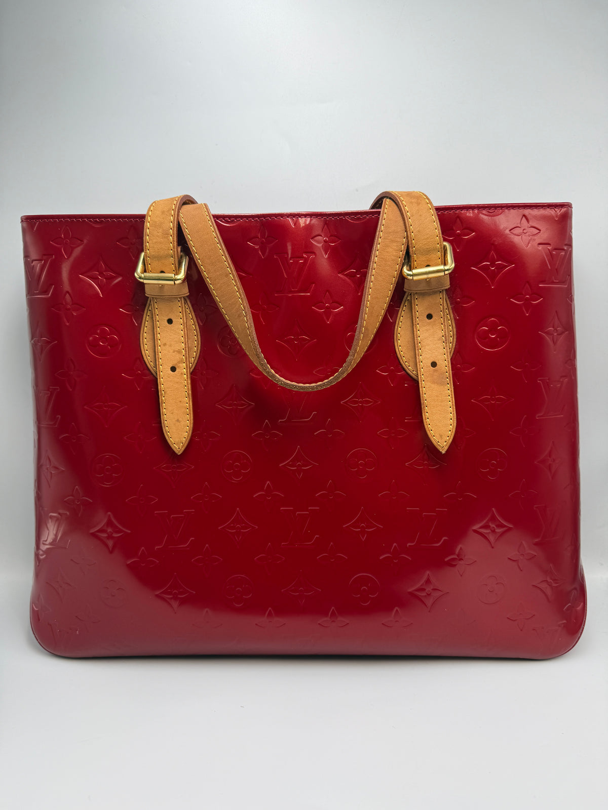 Louis Vuitton Vintage Columbus Tote in Monogram Vernis Leather (Rouge Fauviste)