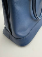Prada Saffiano Lux Medium Promenade Dome Satchel (Baltico / Dark Navy)