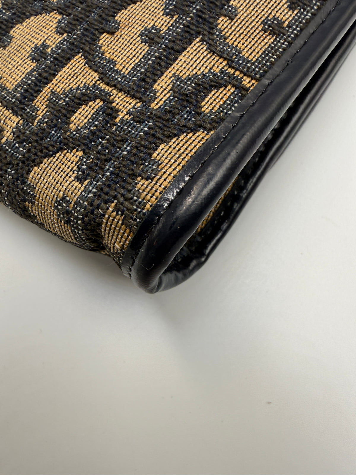 Vintage Christian Dior Trotter Oblique Canvas Clutch Bag in Navy & Beige