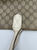 Gucci GG Supreme Canvas Reversible Tote Bag Beige/Ebony with White Leather Trim