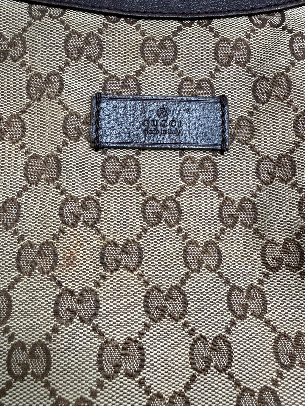 Gucci Vintage Half-Moon Shoulder Bag in GG Canvas with Web Strap