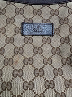Gucci Vintage Half-Moon Shoulder Bag in GG Canvas with Web Strap