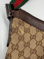 Gucci Vintage Half-Moon Shoulder Bag in GG Canvas with Web Strap