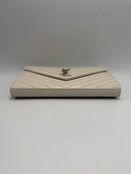 Saint Laurent Cassandre Envelope Chain Wallet / Shoulder Bag in Light Greige Matelassé Leather