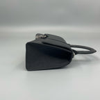 Balenciaga Hourglass XS Top Handle Bag in Black Suede with Silver Hardware