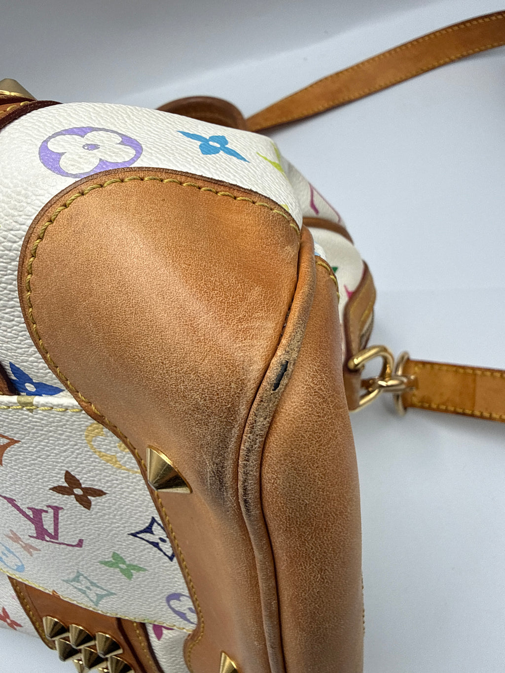 Authentic Louis Vuitton x Takashi Murakami Multicolore Courtney Bag - White