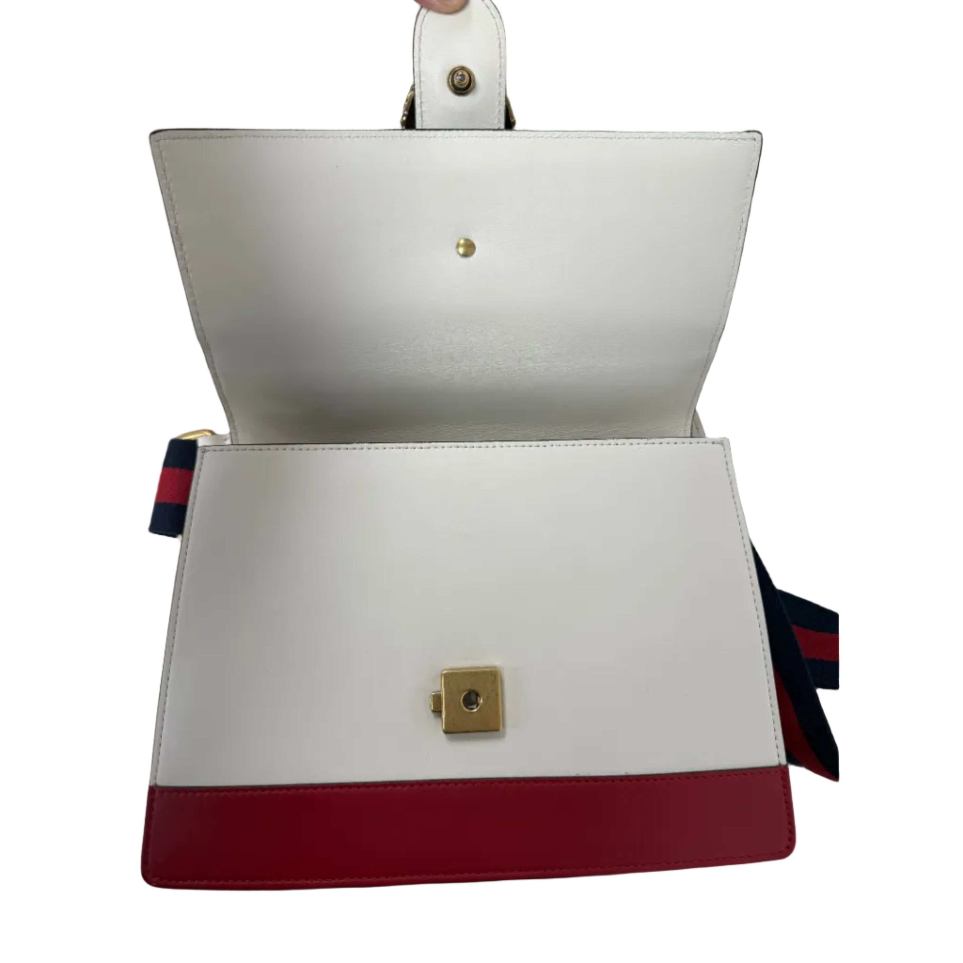 Gucci Dionysus Bamboo Top Handle Bag – Hibiscus White Leather with Web Strap