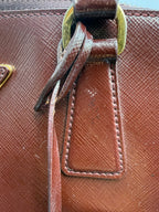 Prada Saffiano Lux Medium Promenade Dome Satchel (Granato / Burgundy)