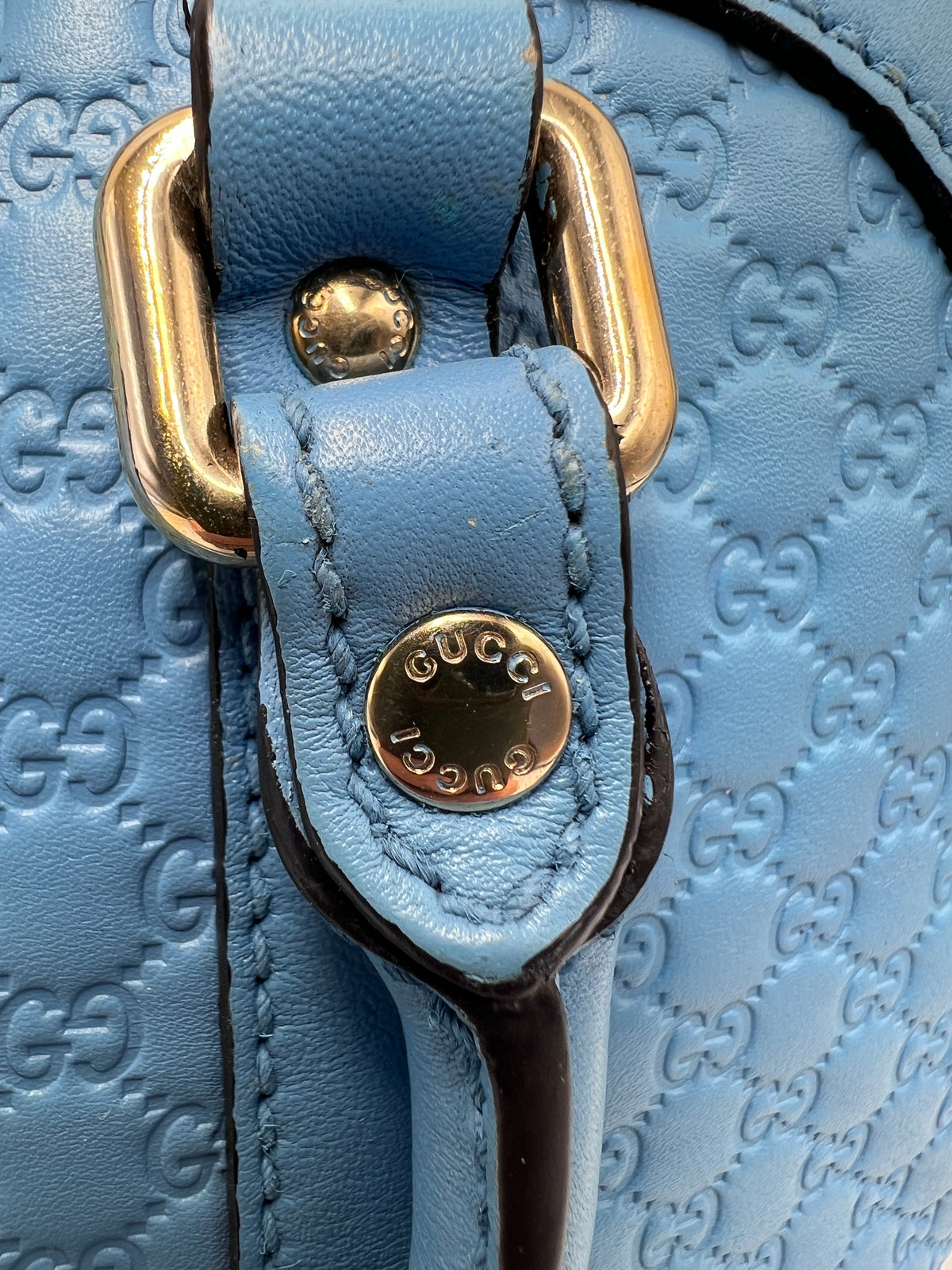 Gucci Micro Guccissima Small Dome Bag in Bright Blue Calfskin Leather