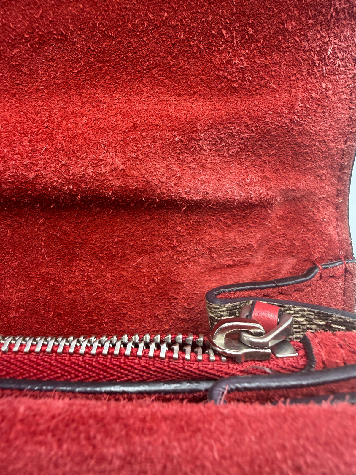 Gucci Dionysus GG Supreme Small Shoulder Bag with Red Suede Trim