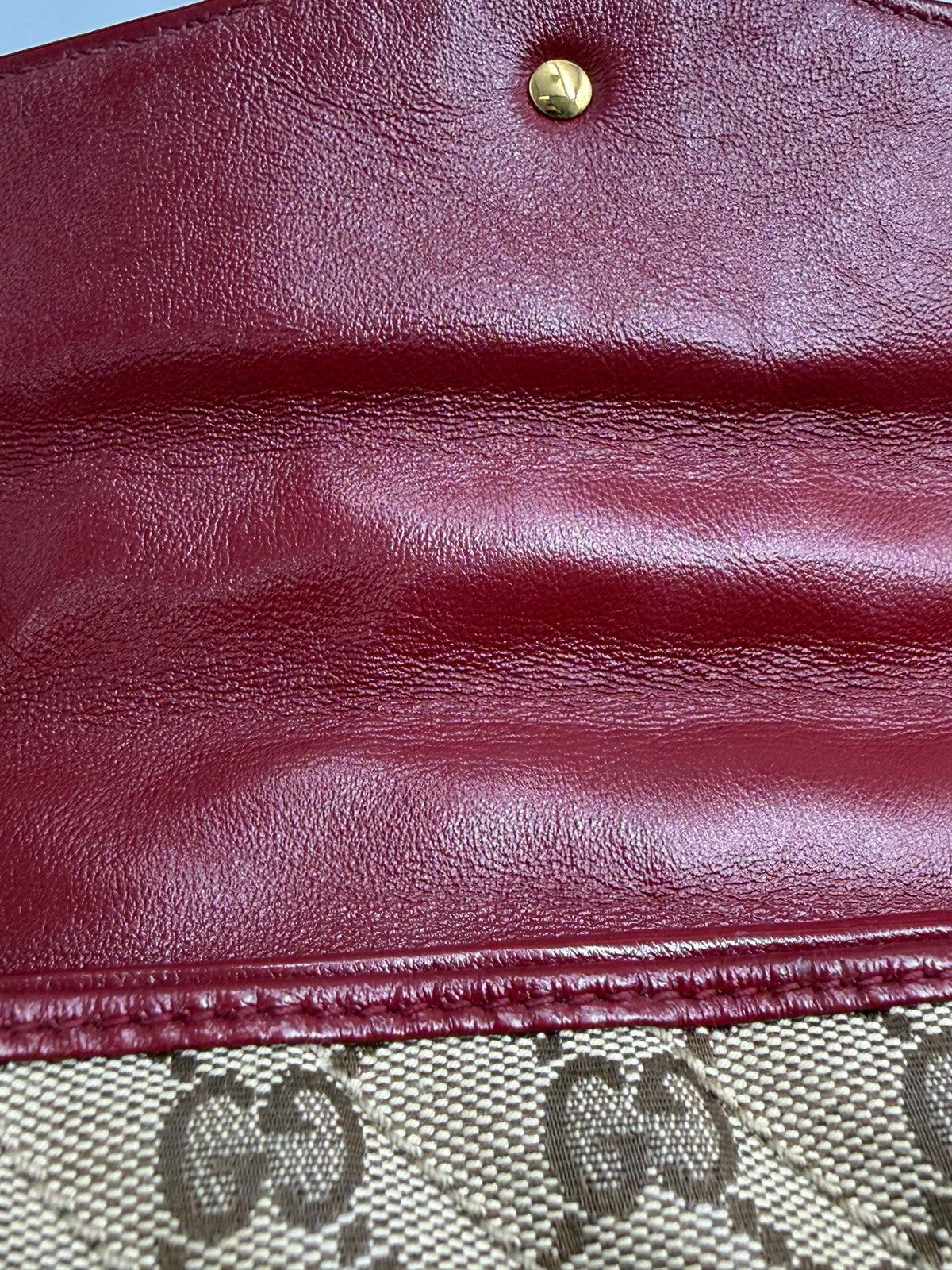 Gucci GG Marmont Small Shoulder Bag in Original GG Canvas with Red Leather Trim