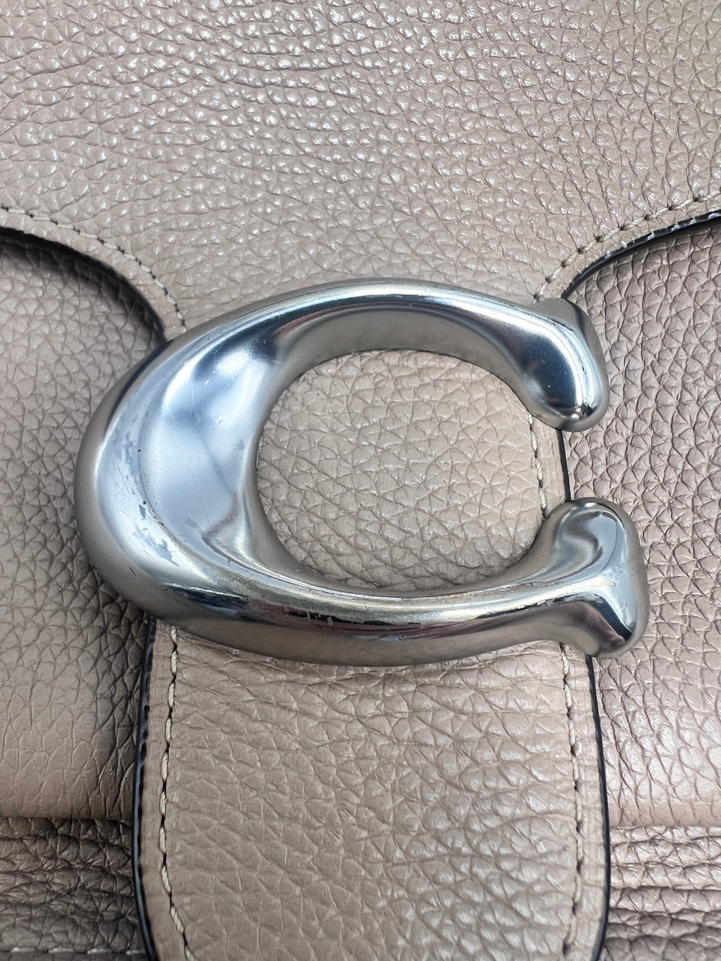 Coach Tabby Shoulder Bag 26 in Polished Pebble Leather in Taupe