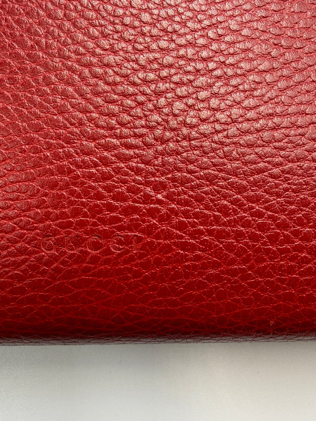 Gucci Dionysus Super Mini Shoulder Bag - Red Textured Leather with Crystal Tiger Head
