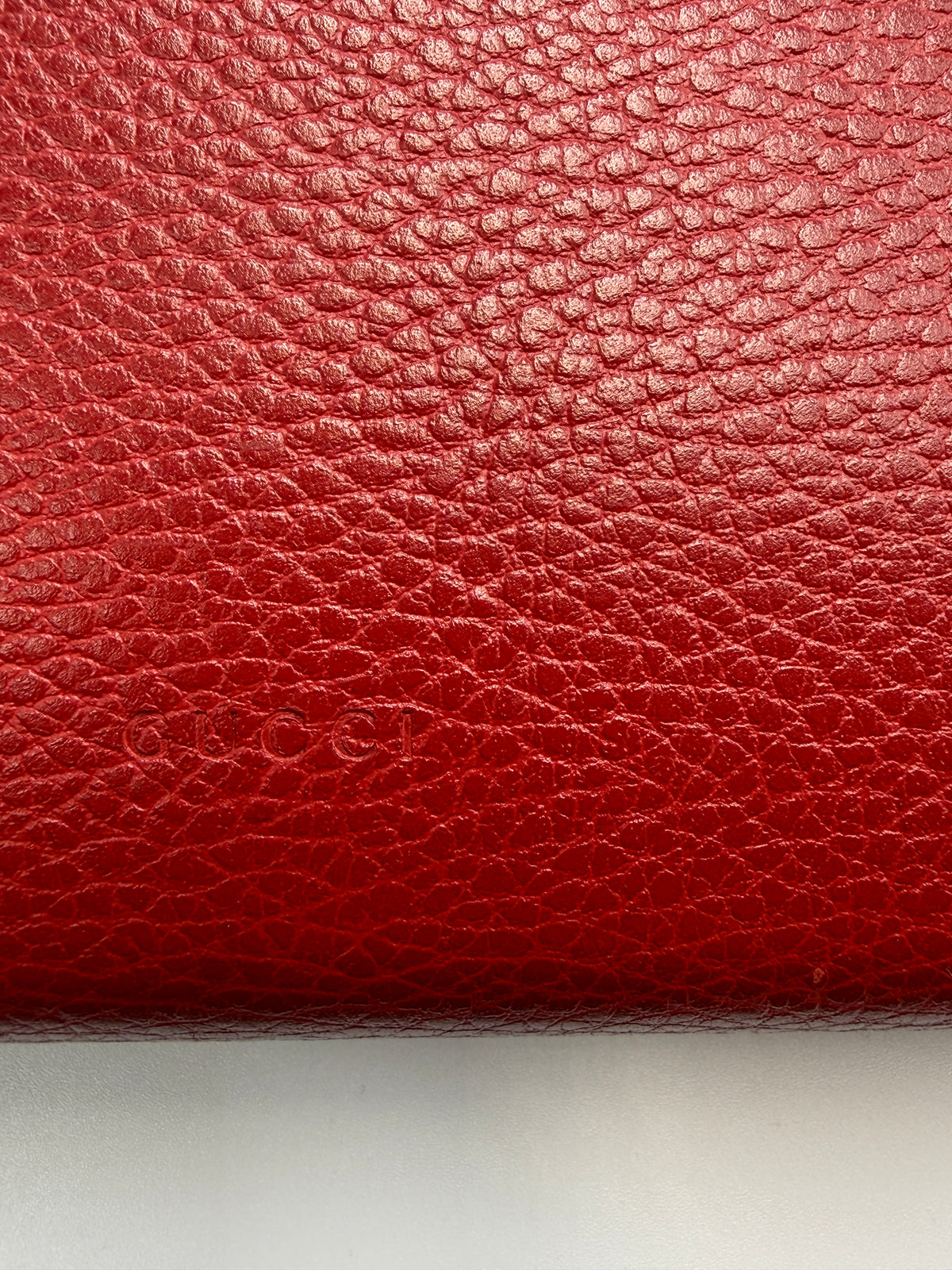 Gucci Dionysus Super Mini Shoulder Bag - Red Textured Leather with Crystal Tiger Head