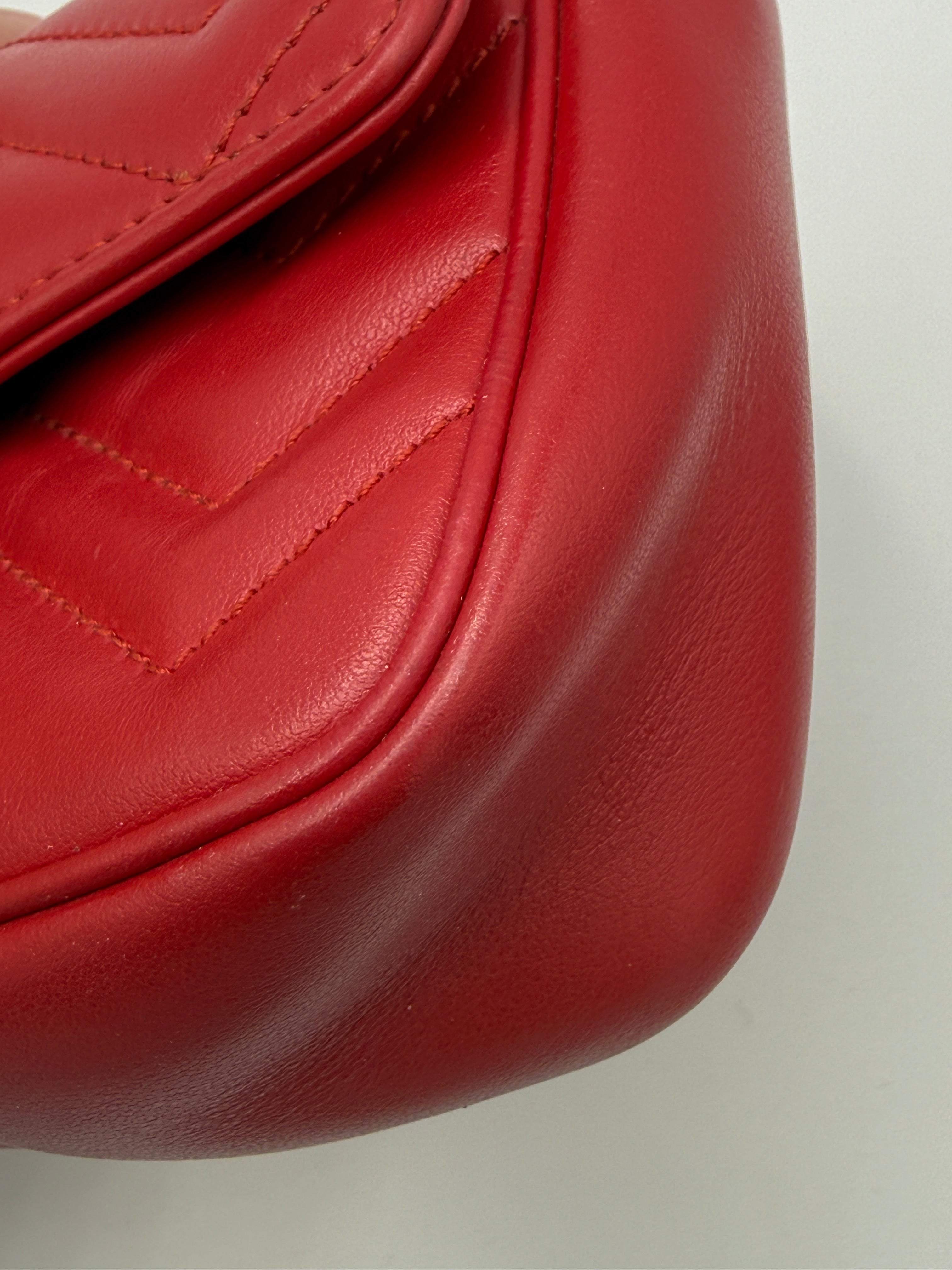 Gucci GG Marmont Super Mini Bag - Red Matelassé Leather