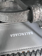 Balenciaga Silver Woven Glitter Basket Bag