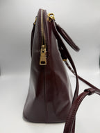 Prada Saffiano Lux Medium Promenade Dome Satchel (Granato / Burgundy)