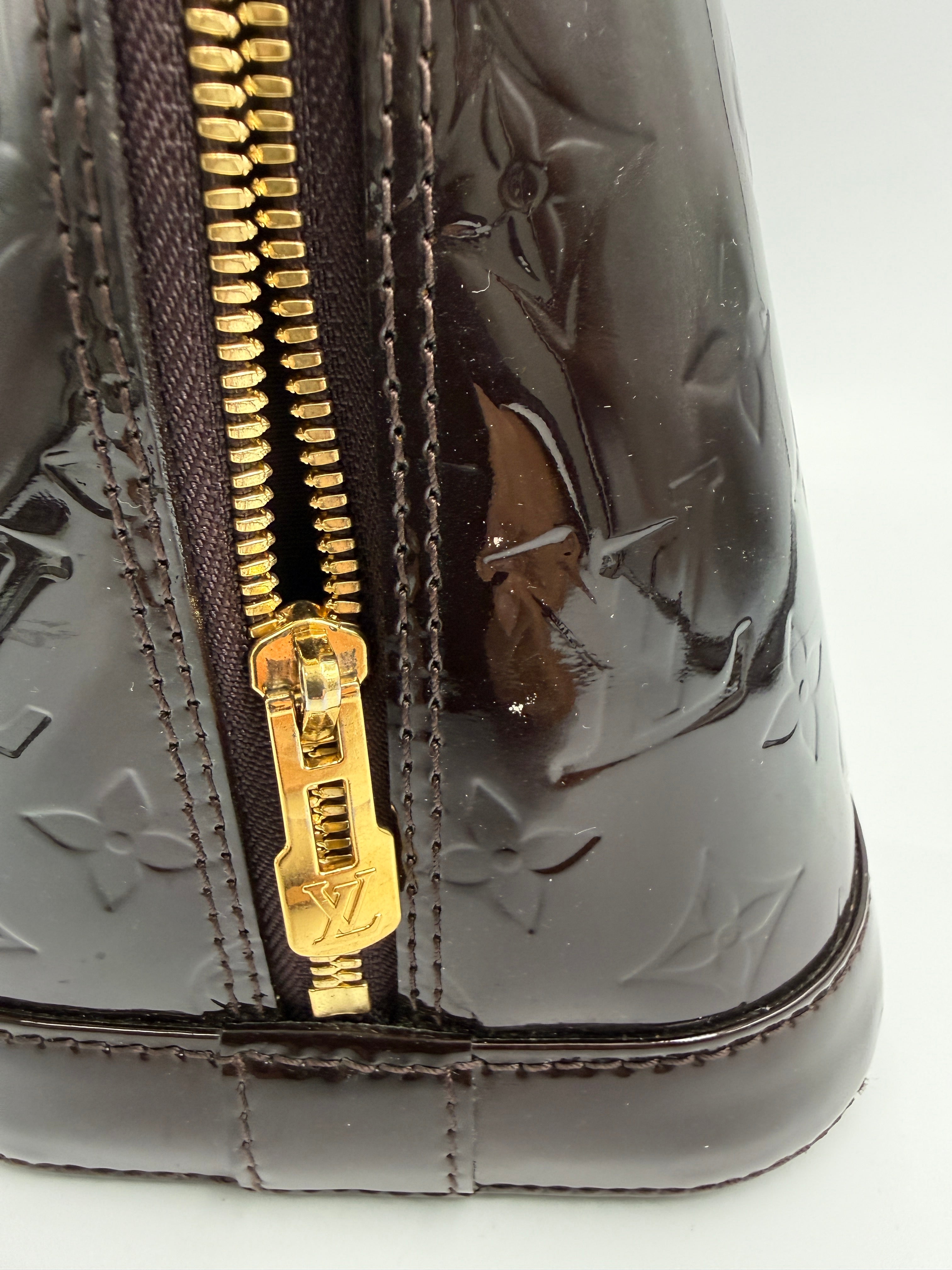 Louis Vuitton Monogram Vernis Alma PM In Burgundy