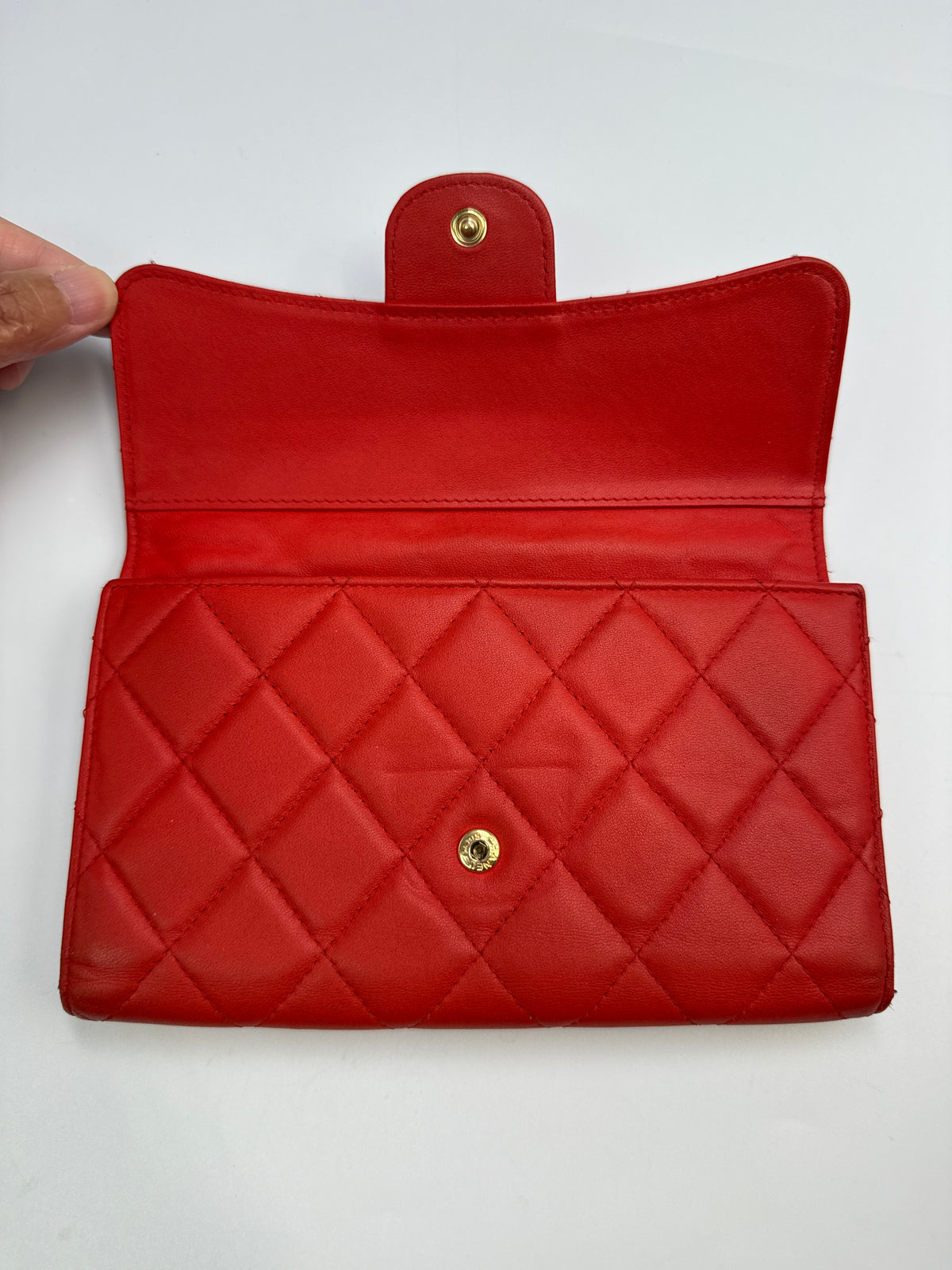 Chanel Classic Flap Continental Long Wallet in Red Quilted Lambskin Leather