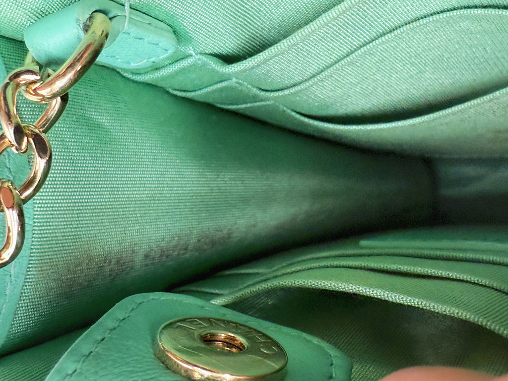 Chanel Green Tweed Clutch