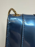Bvlgari Serpenti Forever Metallic Calfskin Flap Bag in Electric Blue