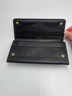 Prada Saffiano Metal Leather Continental Flap Wallet in Black (Nero)