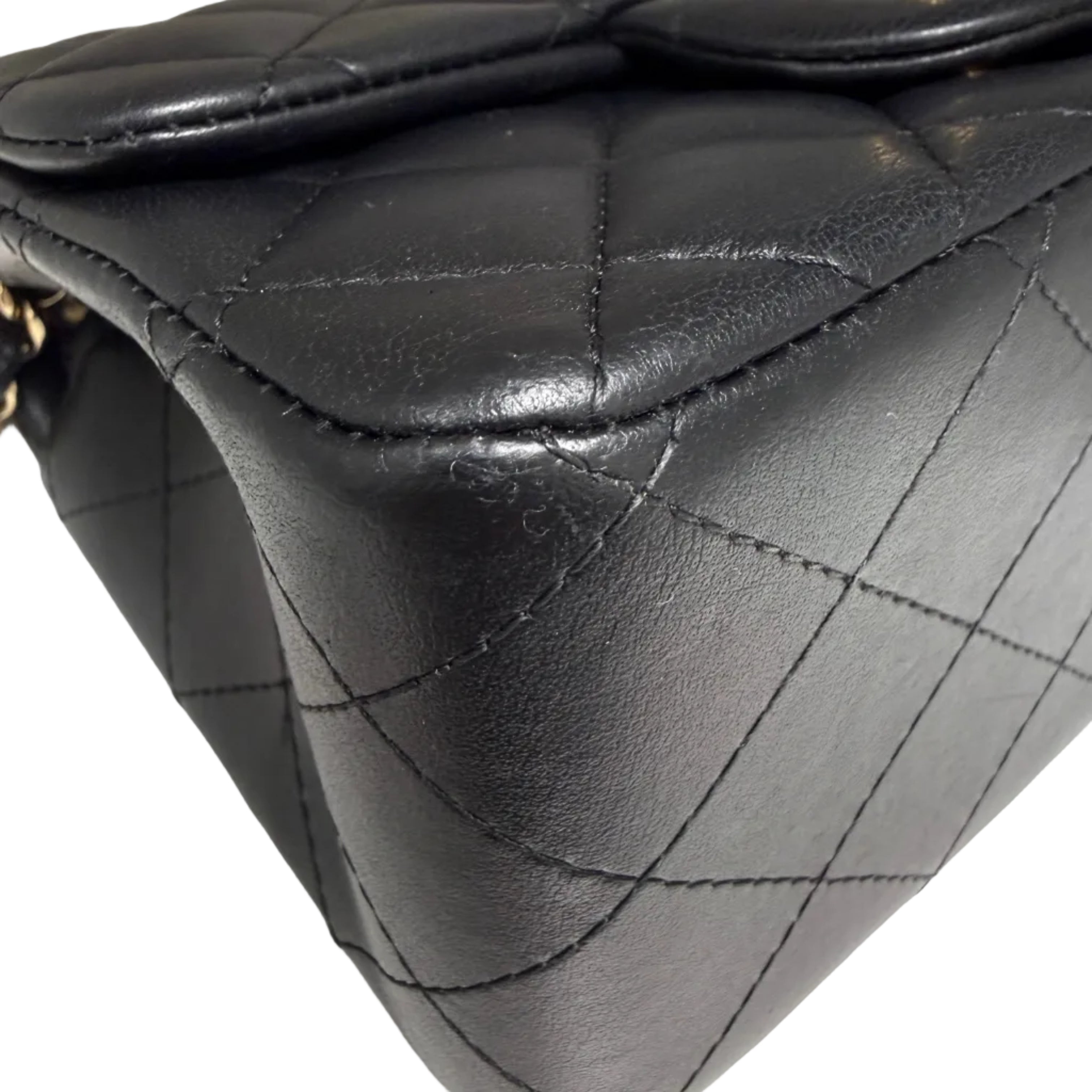 Chanel Classic Square Mini Flap Bag in Black Lambskin with Gold Hardware